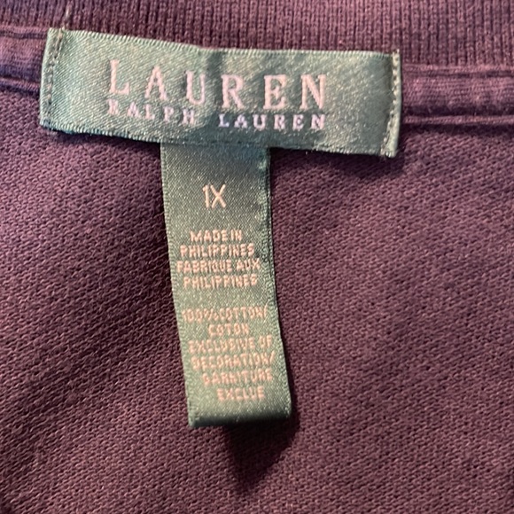 Lauren by Ralph Lauren navy blue shirt with silver buttons, embroidered RLL logo - Picture 5 of 6